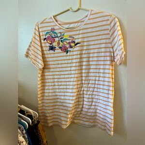 Striped T-Shirt with Floral Design
